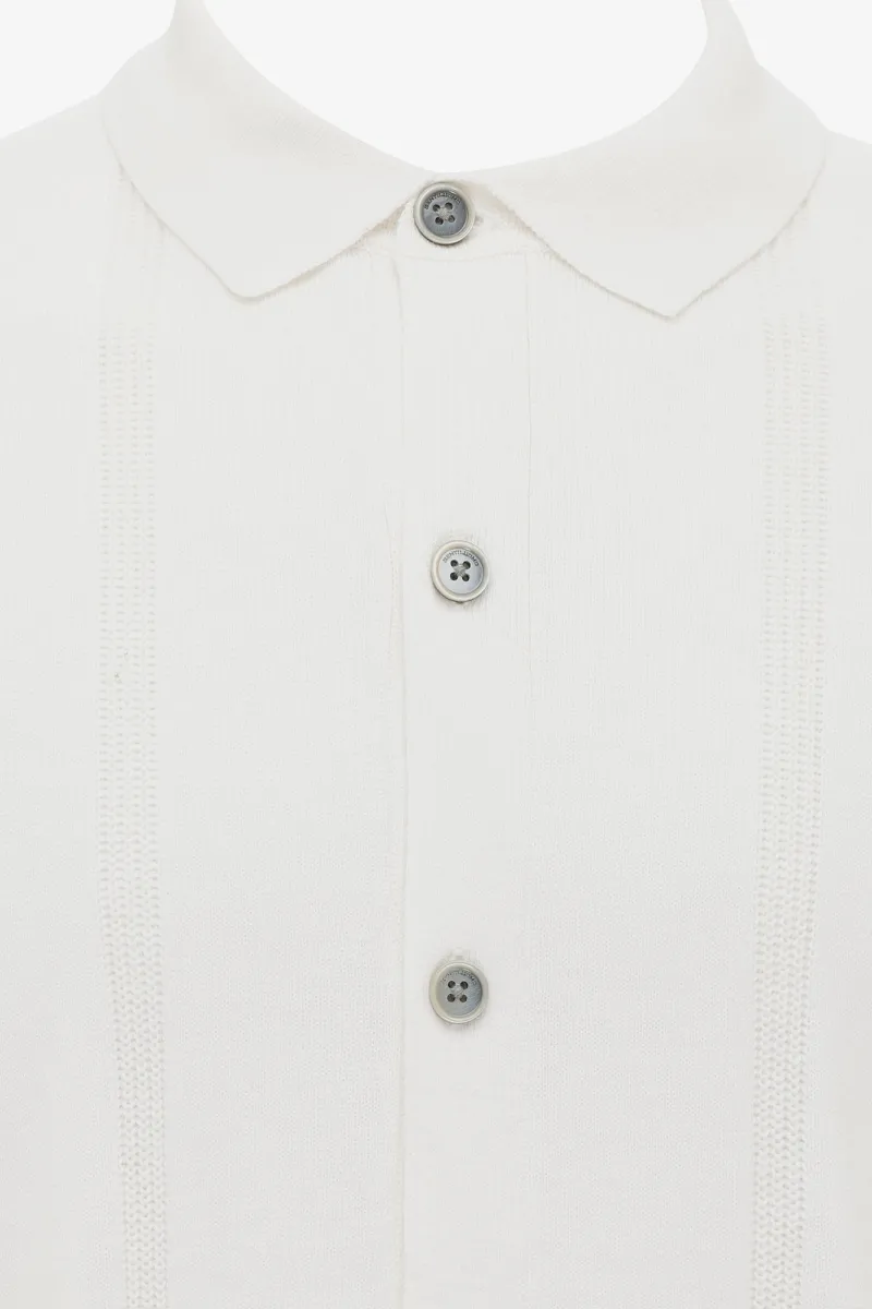 Gebreide Button Polo | Off-white