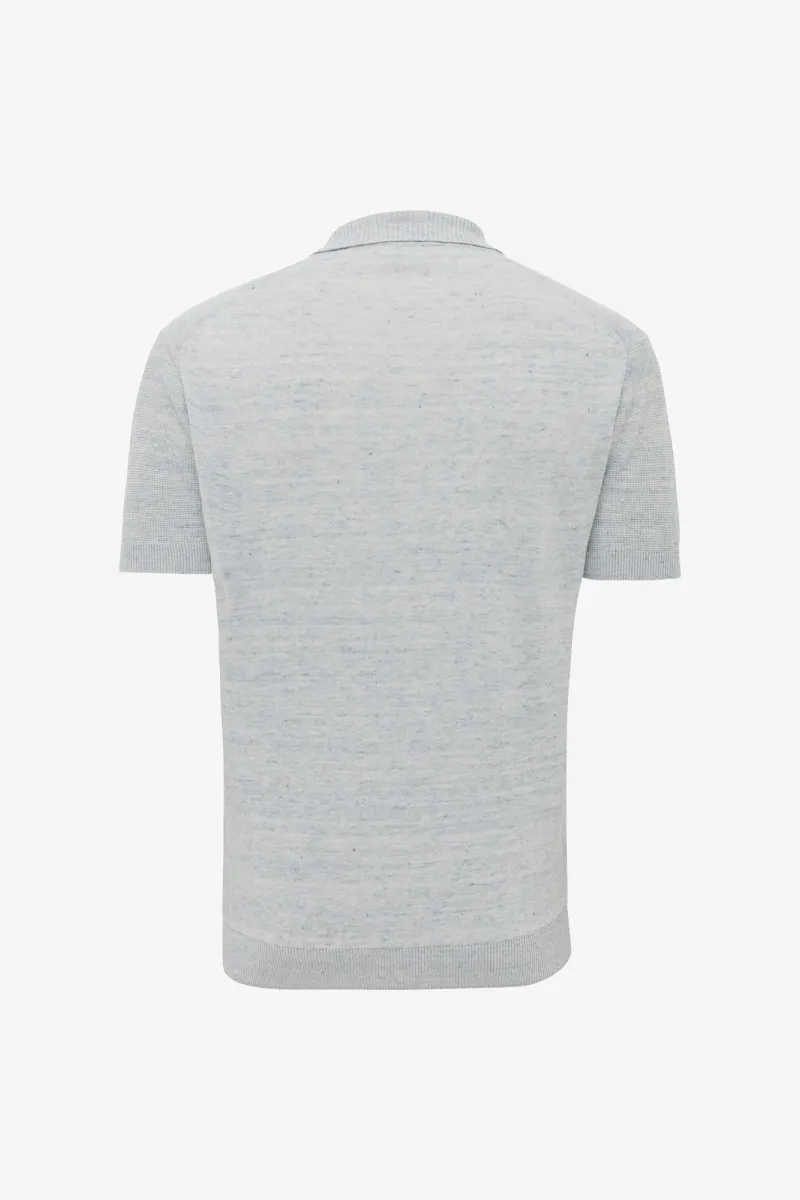 Gebreide Linnen Polo | Lichtblauw