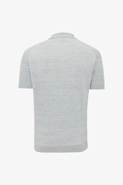 Gebreide Linnen Polo | Lichtblauw