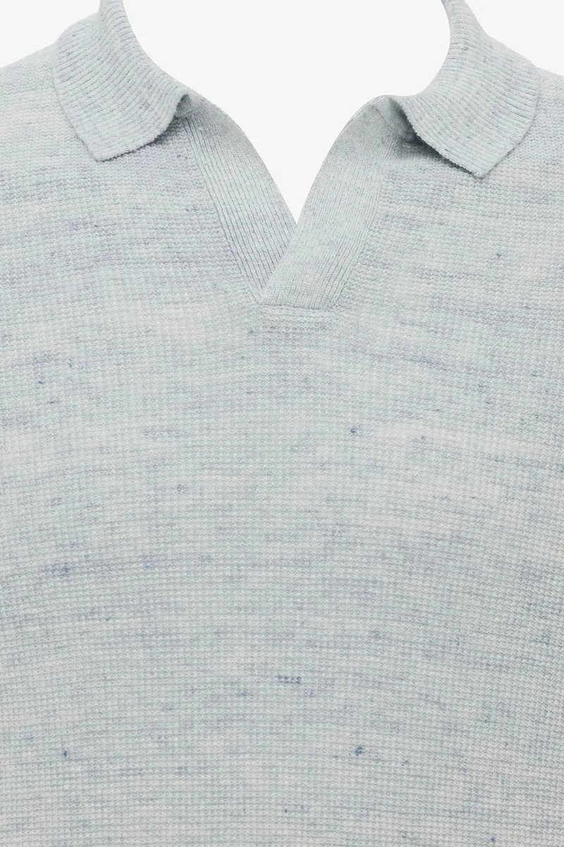 Gebreide Linnen Polo | Lichtblauw