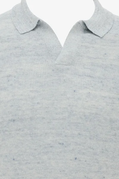 Gebreide Linnen Polo | Lichtblauw