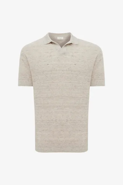 Gebreide Linnen Polo | Beige
