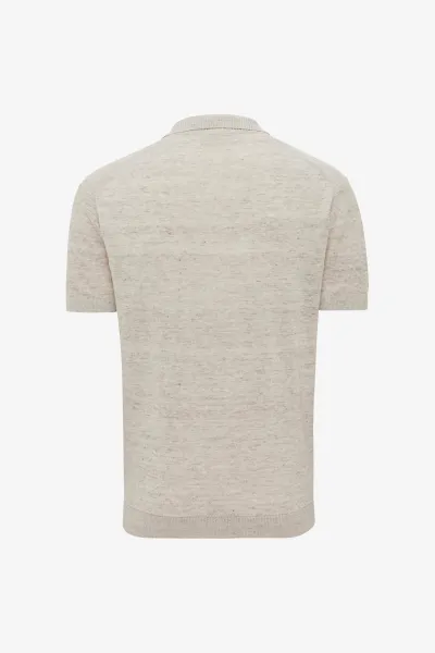 Gebreide Linnen Polo | Beige