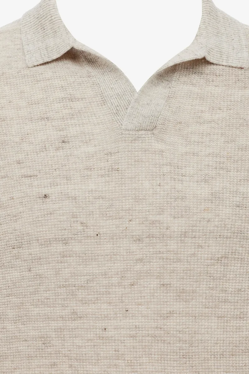 Gebreide Linnen Polo | Beige