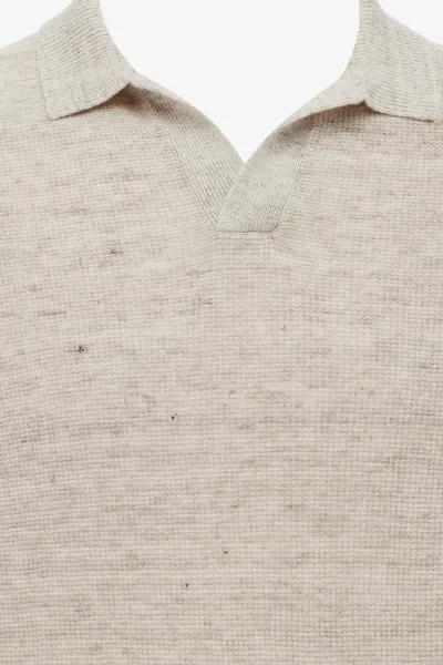 Gebreide Linnen Polo | Beige