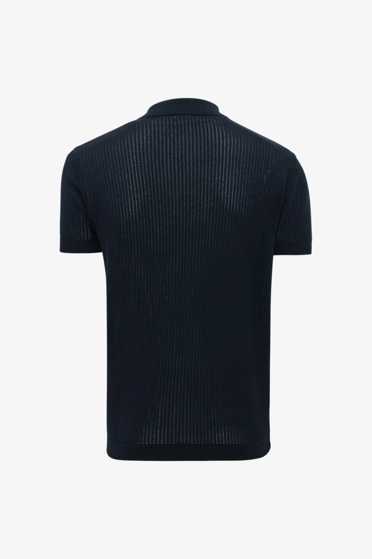 Gebreide Stuctuur Polo | Donkerblauw