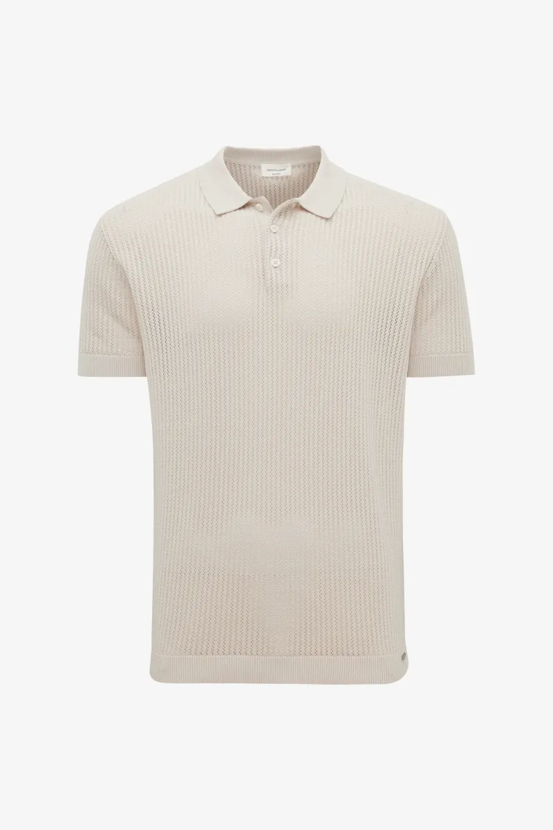 Gebreide Structuur Polo | Beige