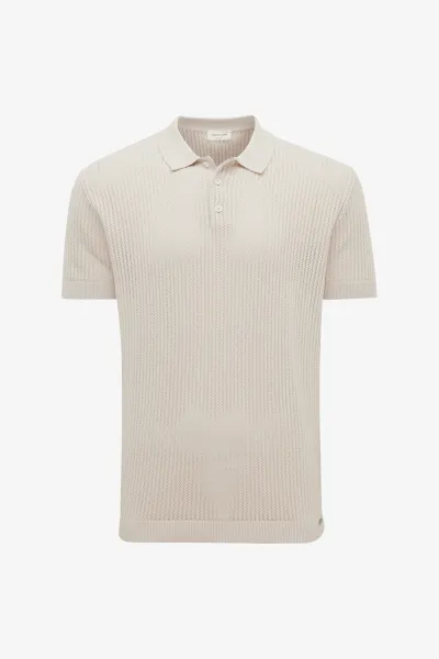 Gebreide Structuur Polo | Beige