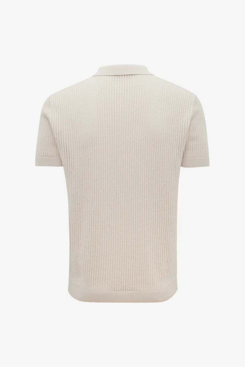 Gebreide Structuur Polo | Beige
