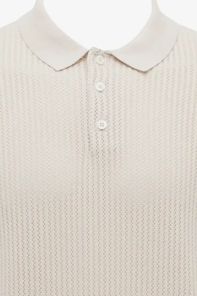 Gebreide Structuur Polo | Beige