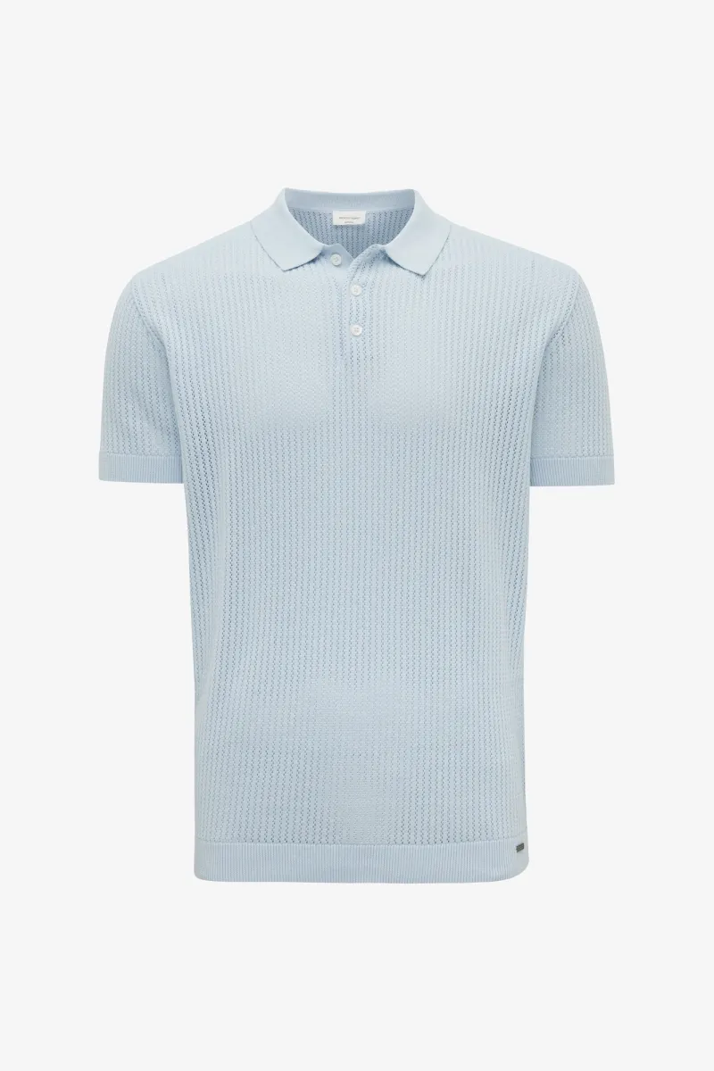Gebreide Structuur Polo | Lichtblauw