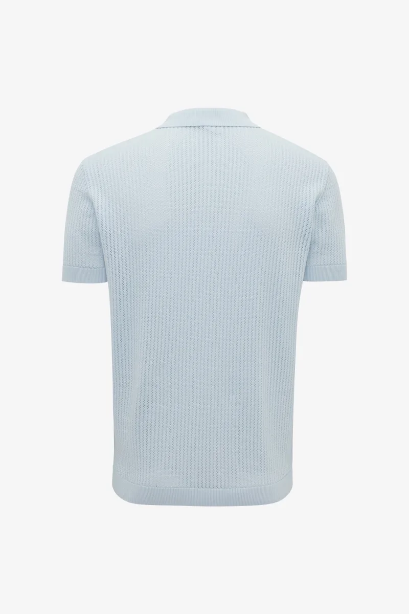 Gebreide Structuur Polo | Lichtblauw