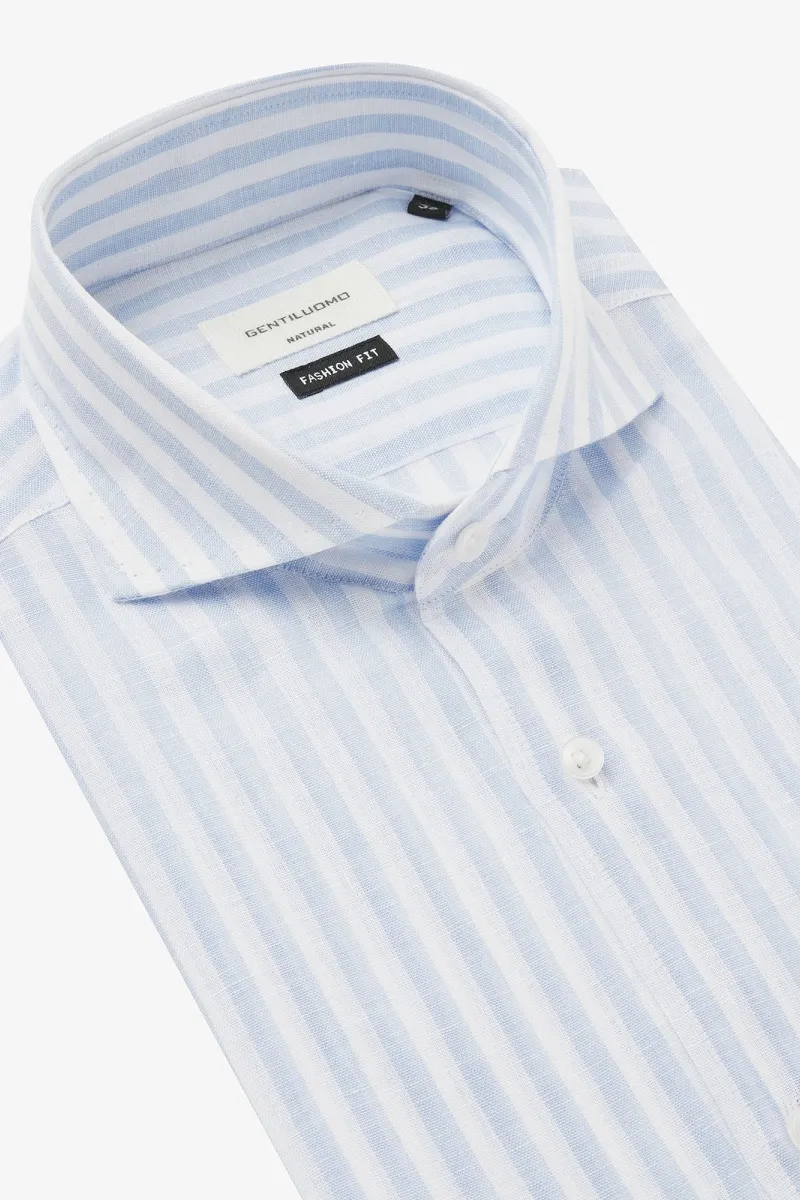 Linnen Overhemd | Lichtblauw Gestreept