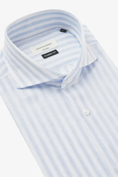 Linnen Overhemd | Lichtblauw Gestreept