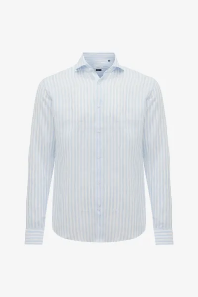 Linnen Overhemd | Lichtblauw Gestreept