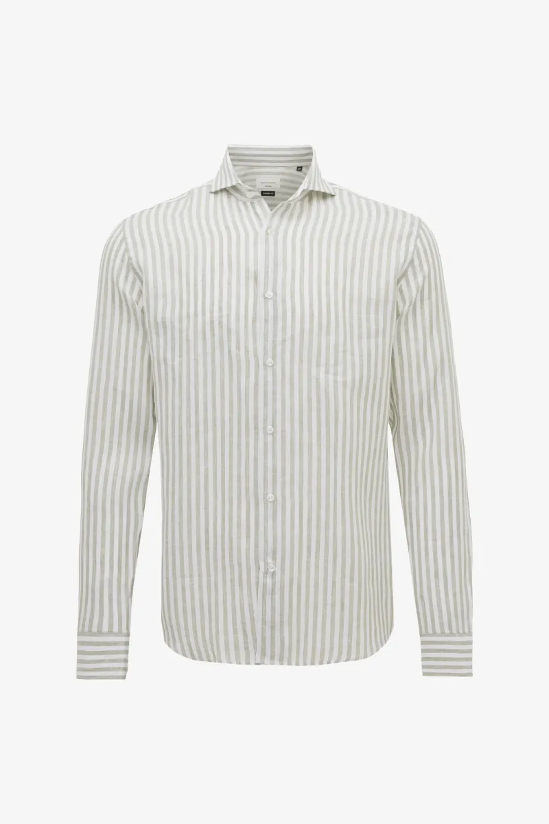 Linnen Overhemd | Groen Gestreept