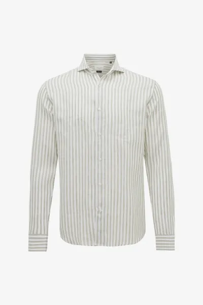 Linnen Overhemd | Groen Gestreept