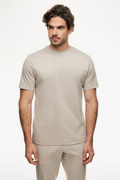 Mercerised T-shirt | Beige