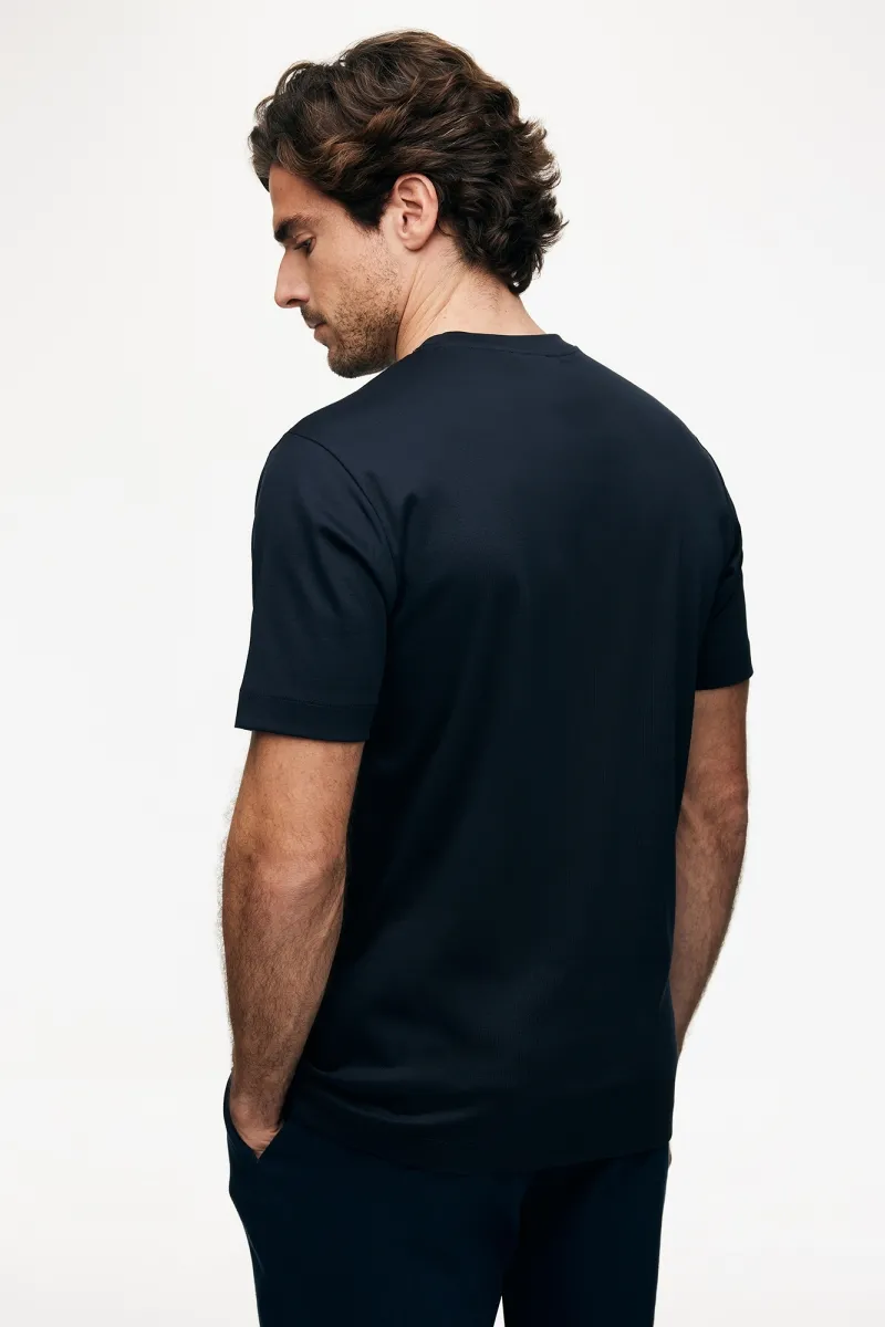 Mercerised T-shirt | Donkerblauw