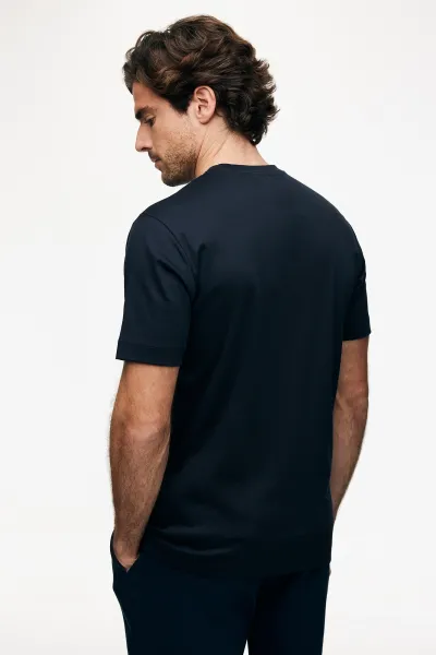 Mercerised T-shirt | Donkerblauw