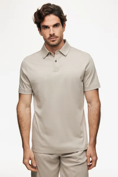 2-Button Polo | Beige