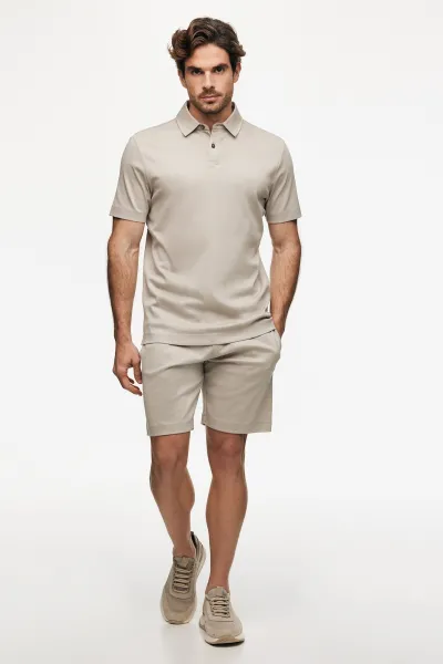 2-Button Polo | Beige