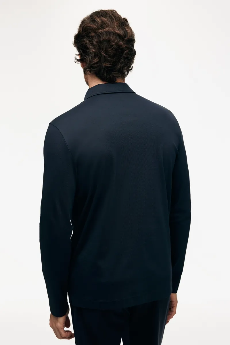 Half Zip Longsleeve Polo | Donkerblauw