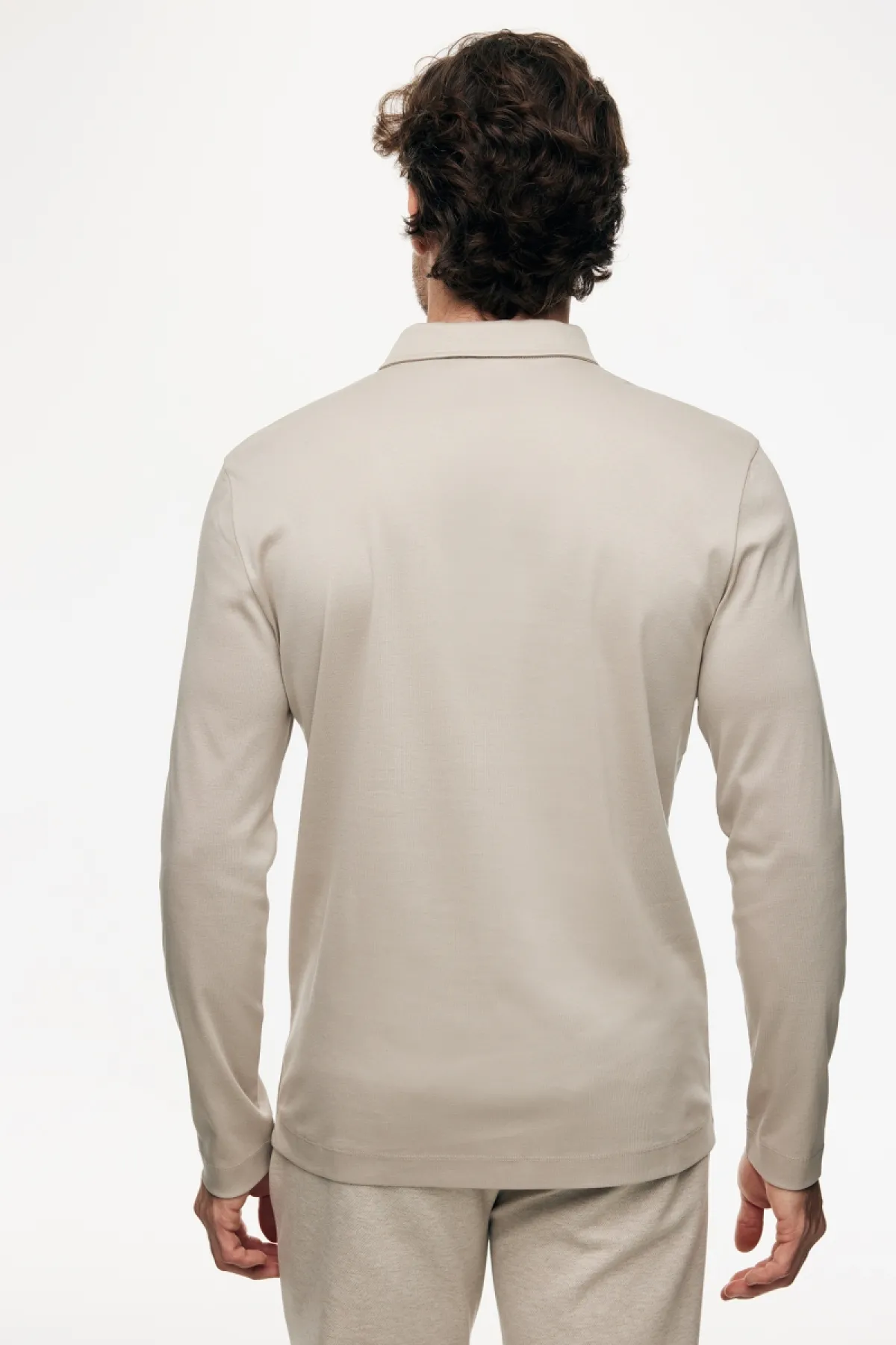 Half Zip Longsleeve Polo | Beige