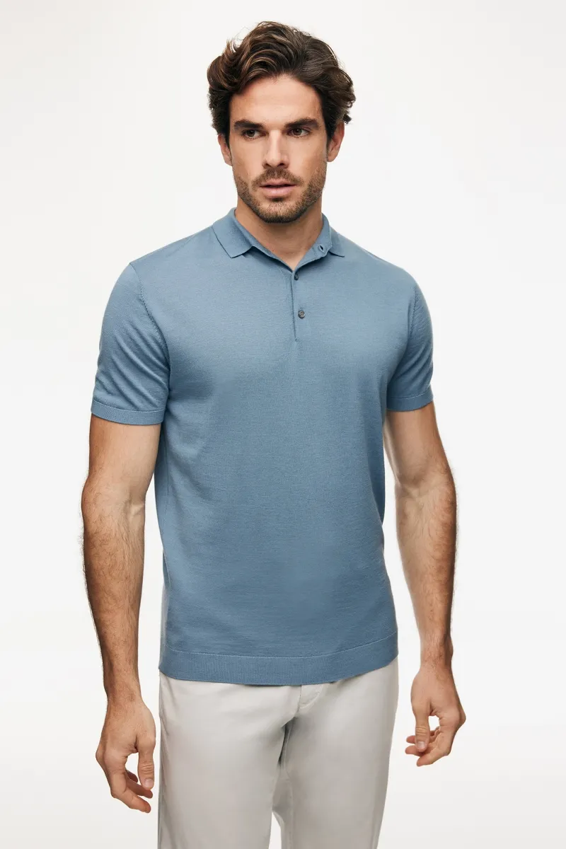 Button Polo | Blauw