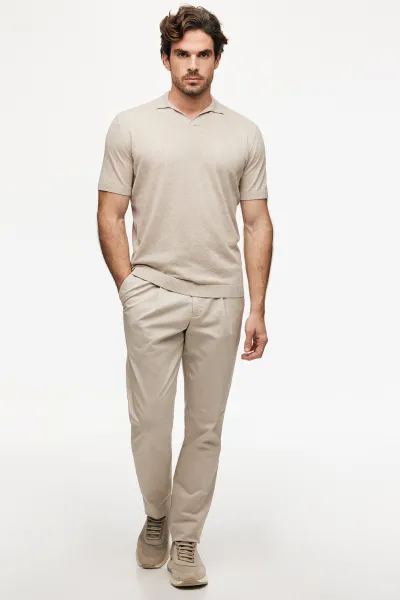 No Button Polo | Beige