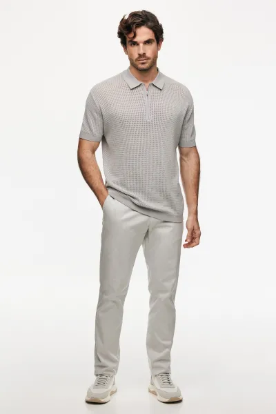 Crochet Polo | Lichtgrijs