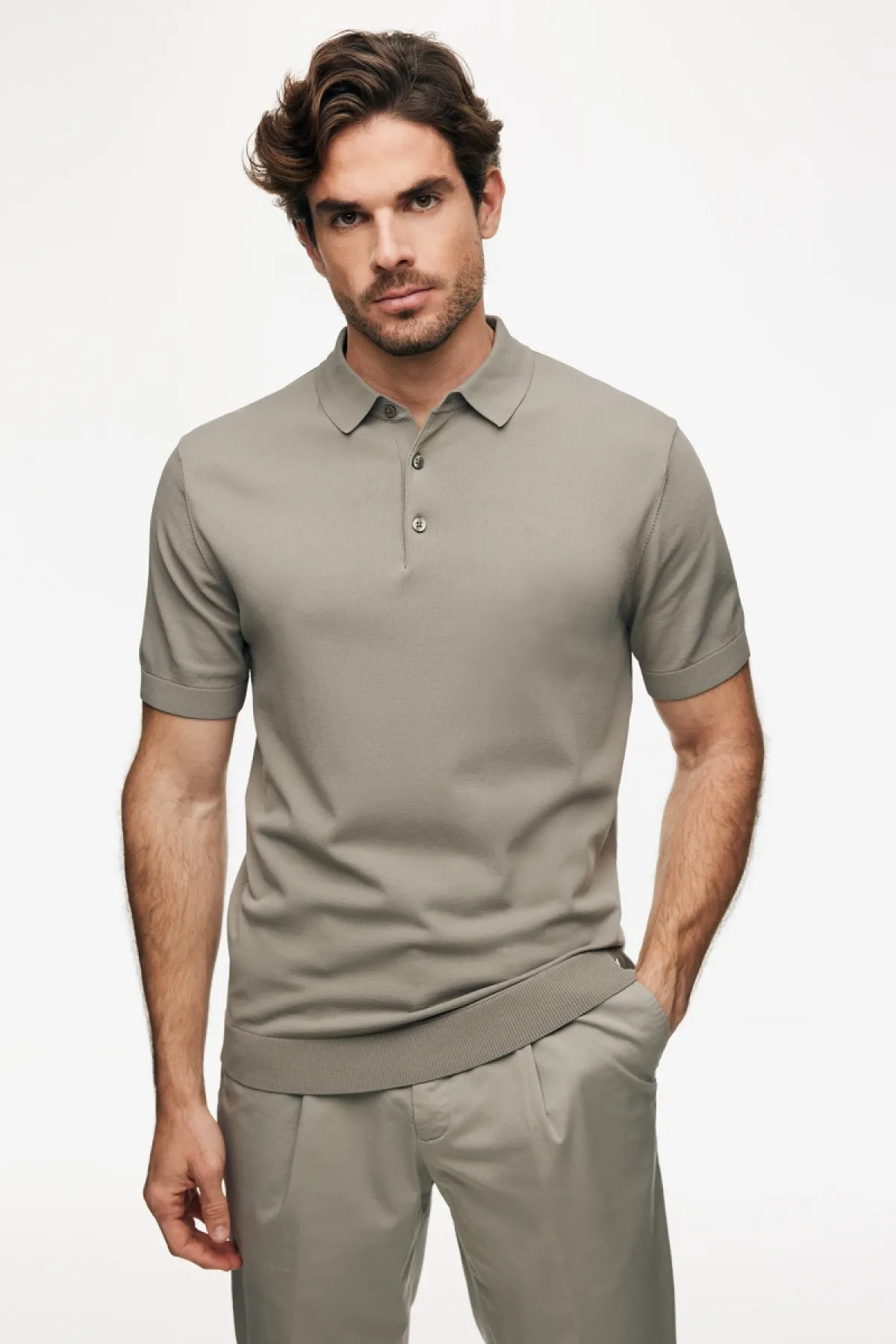 Button Polo | Taupe