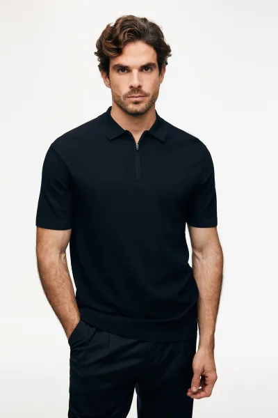Polo Zip | Donkerblauw