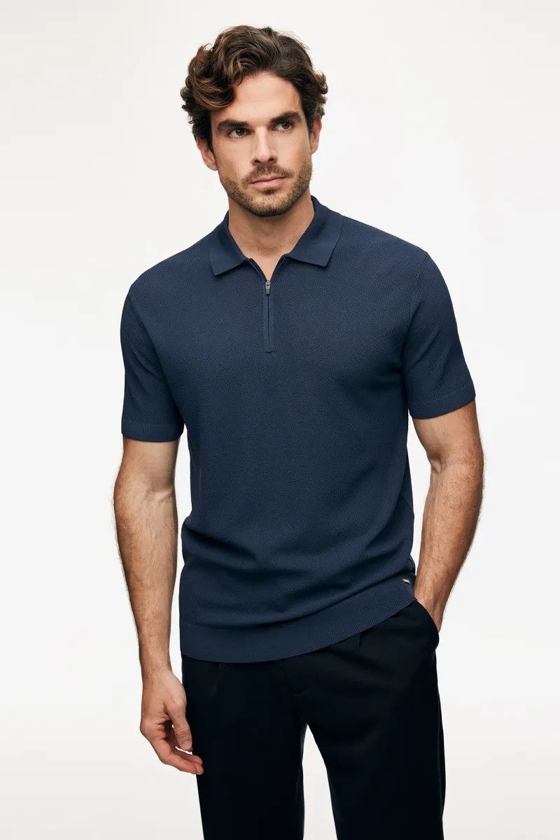 Polo Zip | Blauw