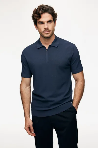 Polo Zip | Blauw