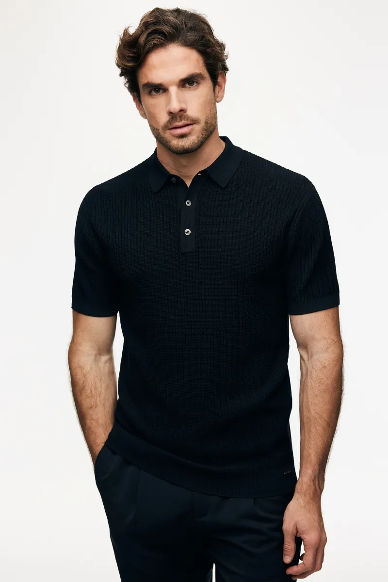 Gebreide Polo | Donkerblauw