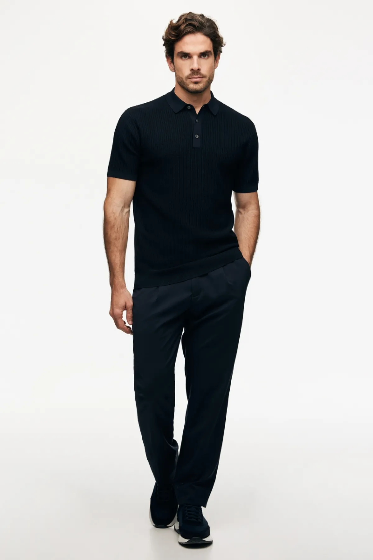 Gebreide Polo | Donkerblauw