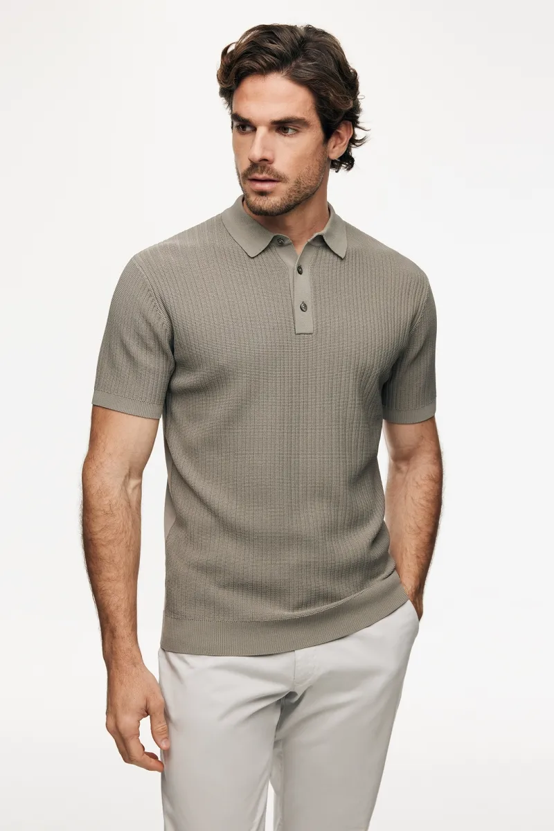Gebreide Polo | Taupe