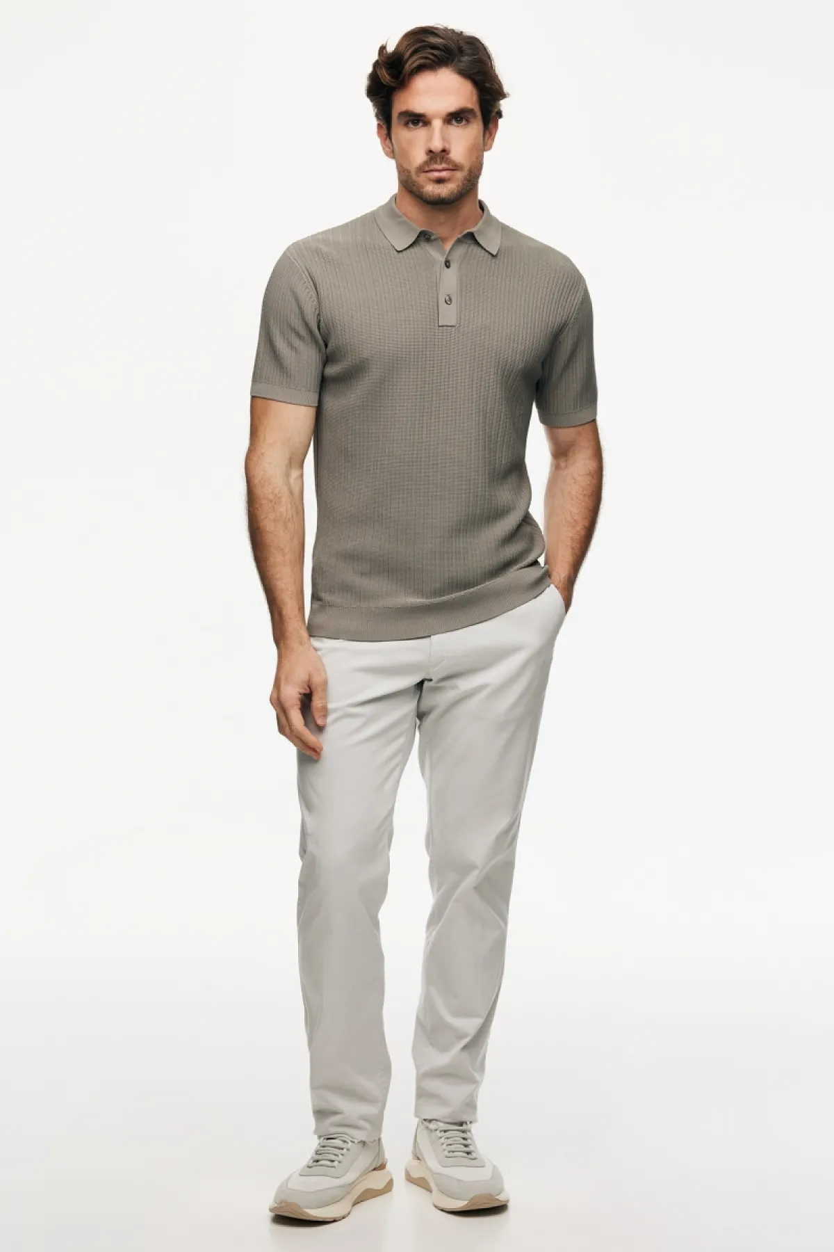 Gebreide Polo | Taupe