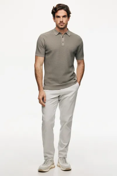 Gebreide Polo | Taupe