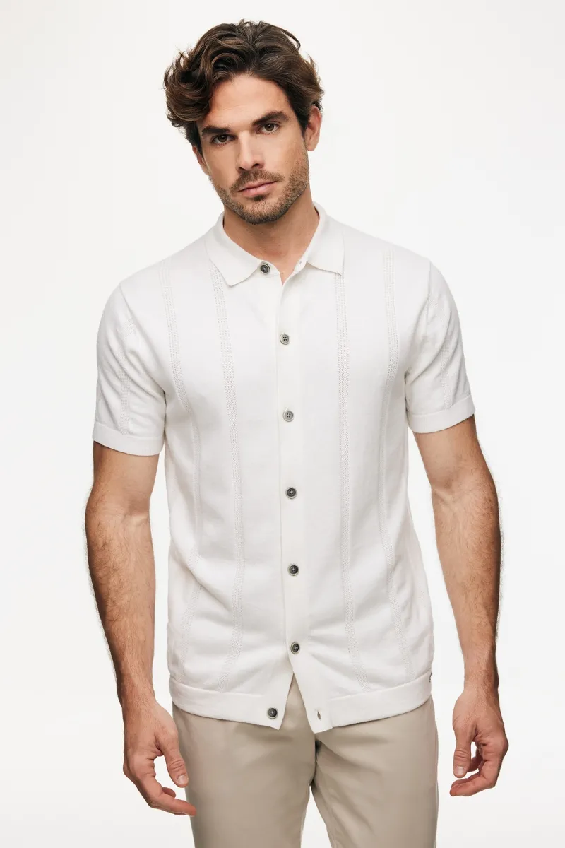 Gebreide Button Polo | Off-white