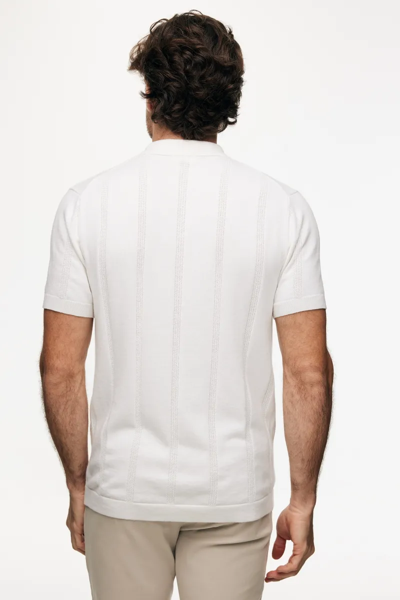 Gebreide Button Polo | Off-white