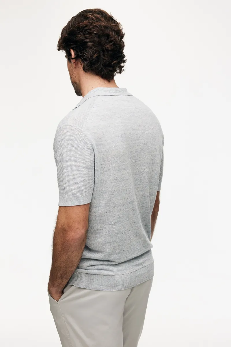 Gebreide Linnen Polo | Lichtblauw