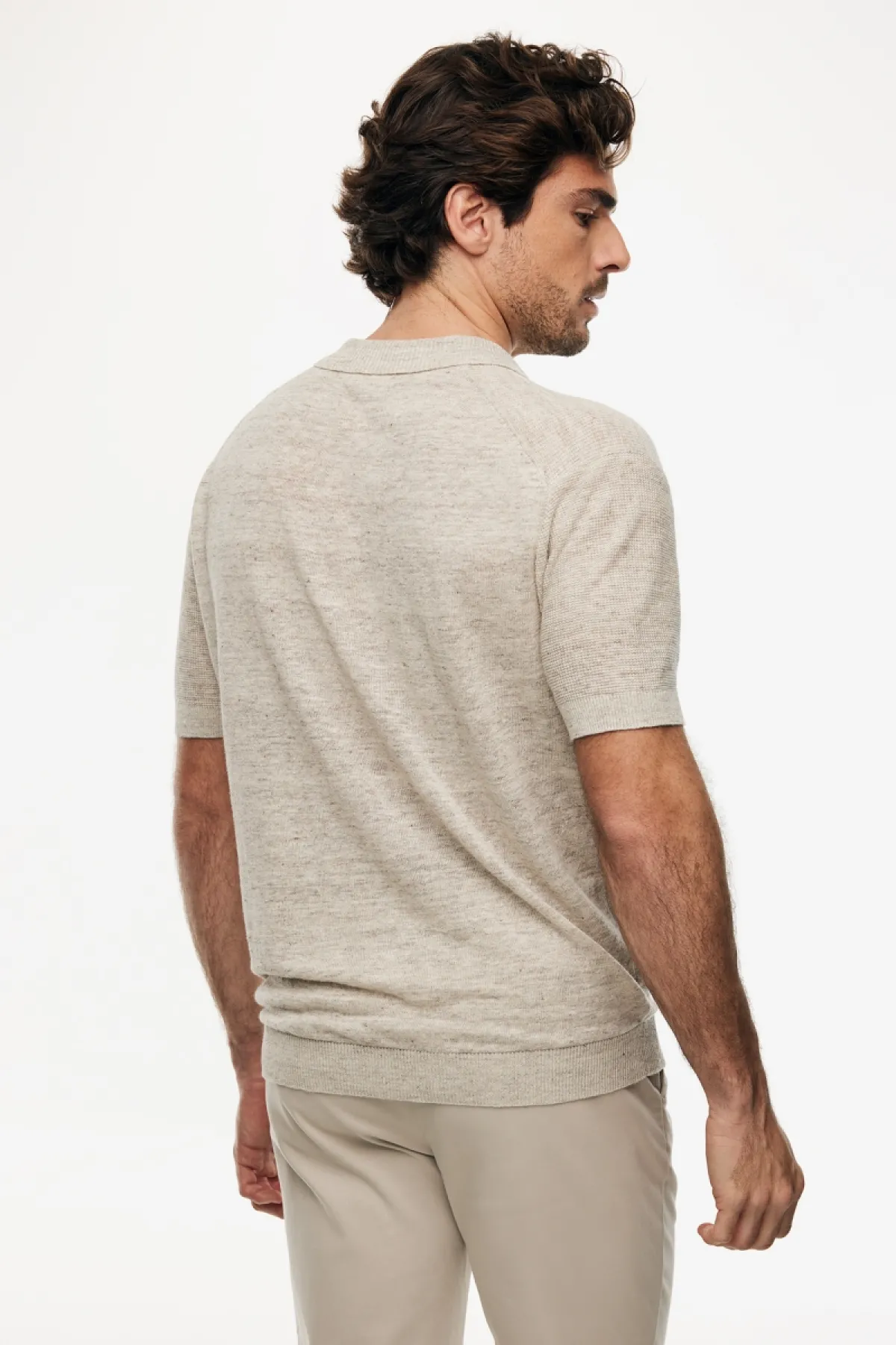Gebreide Linnen Polo | Beige