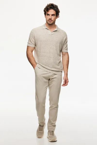 Gebreide Linnen Polo | Beige