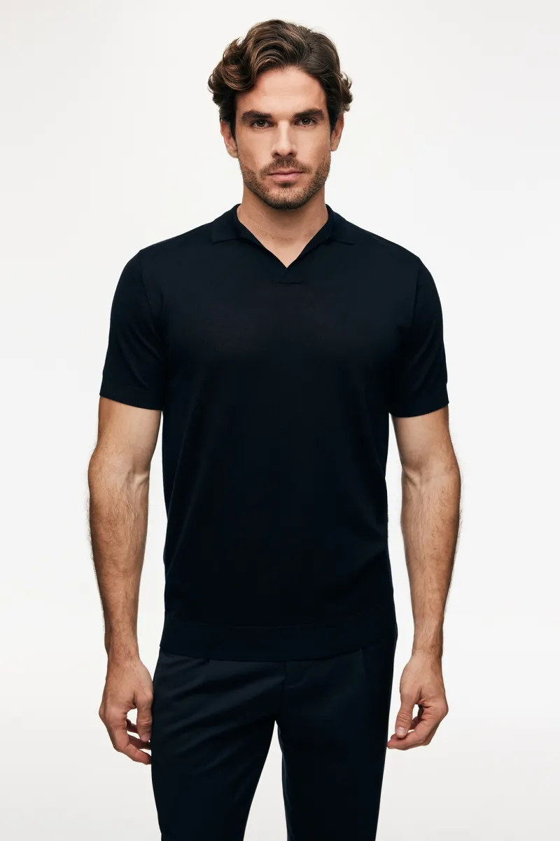 Polo zonder knopen | Donkerblauw