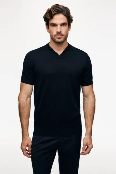 Polo zonder knopen | Donkerblauw