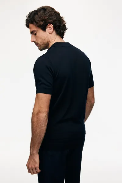 Polo zonder knopen | Donkerblauw