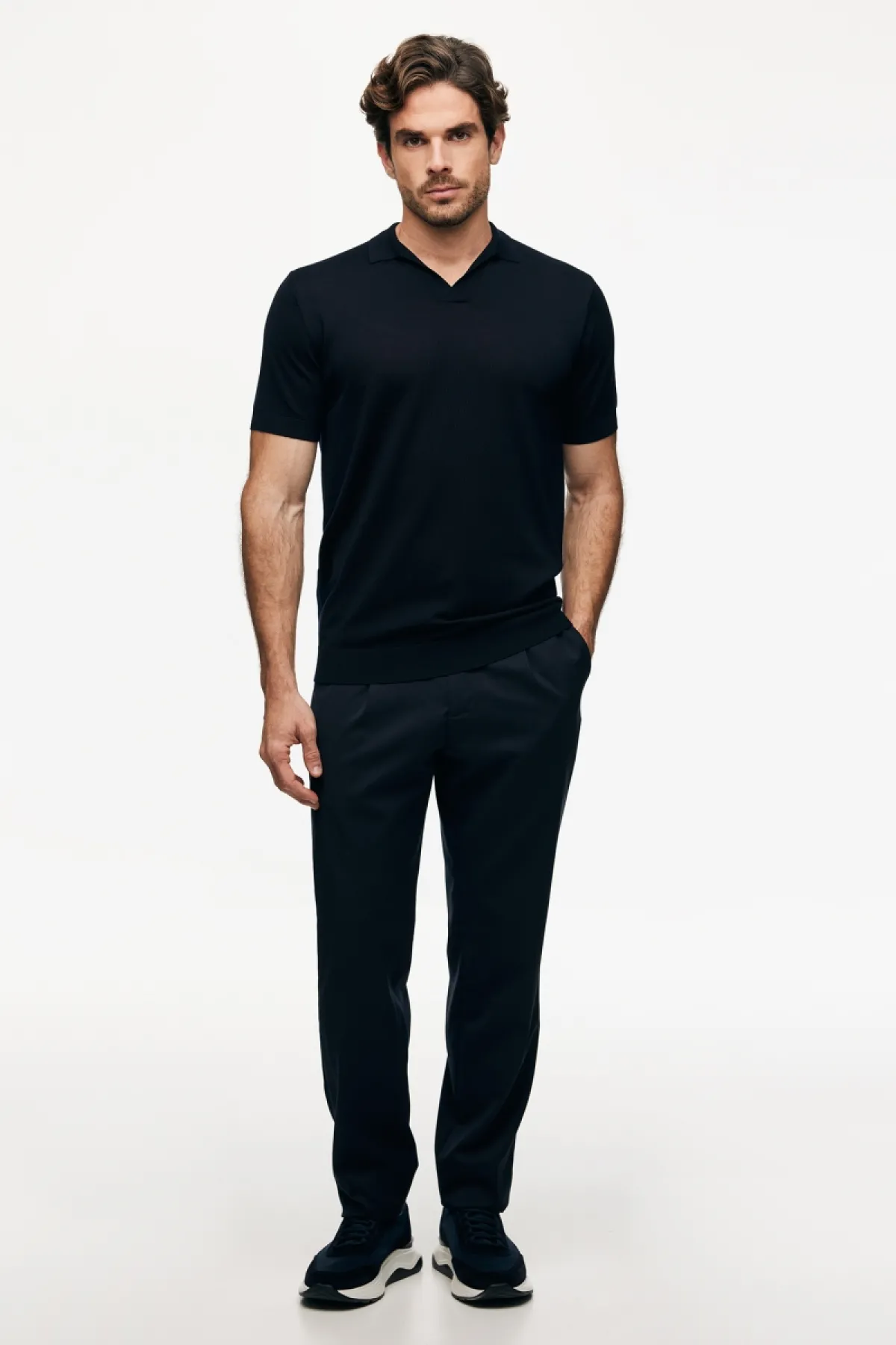 Polo zonder knopen | Donkerblauw