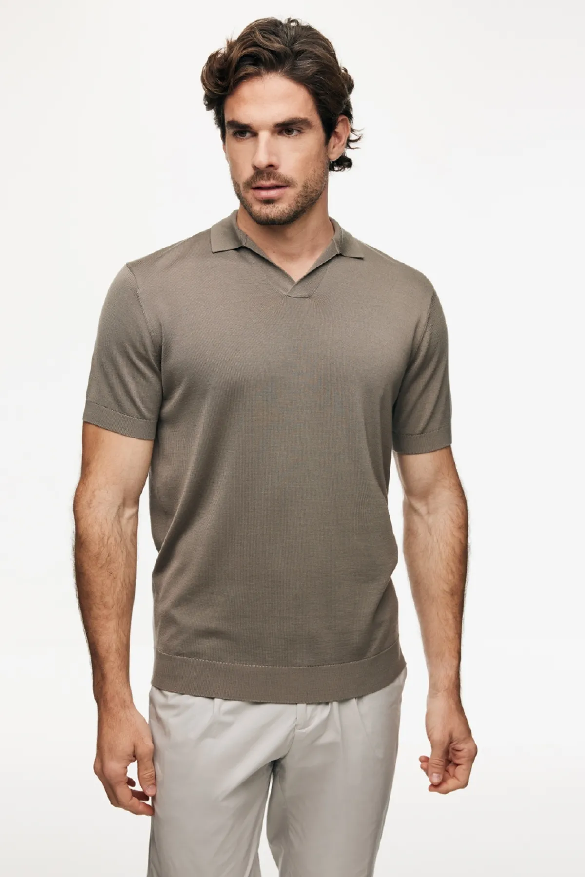 Polo zonder knopen | Taupe
